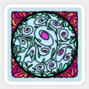 STAINED GLASS FLORAL Sticker